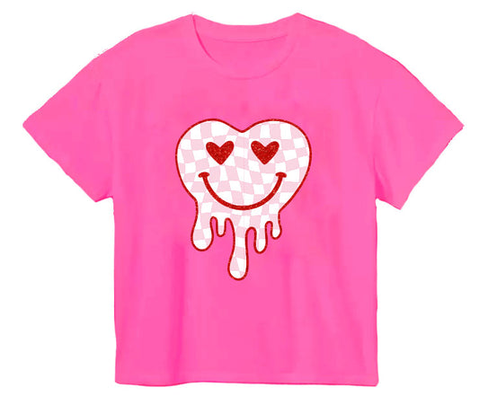 Girls Glitter Heart Boxy Tee