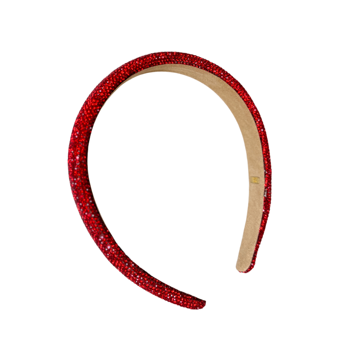 Red Crystal & White Pearl Padded Headband