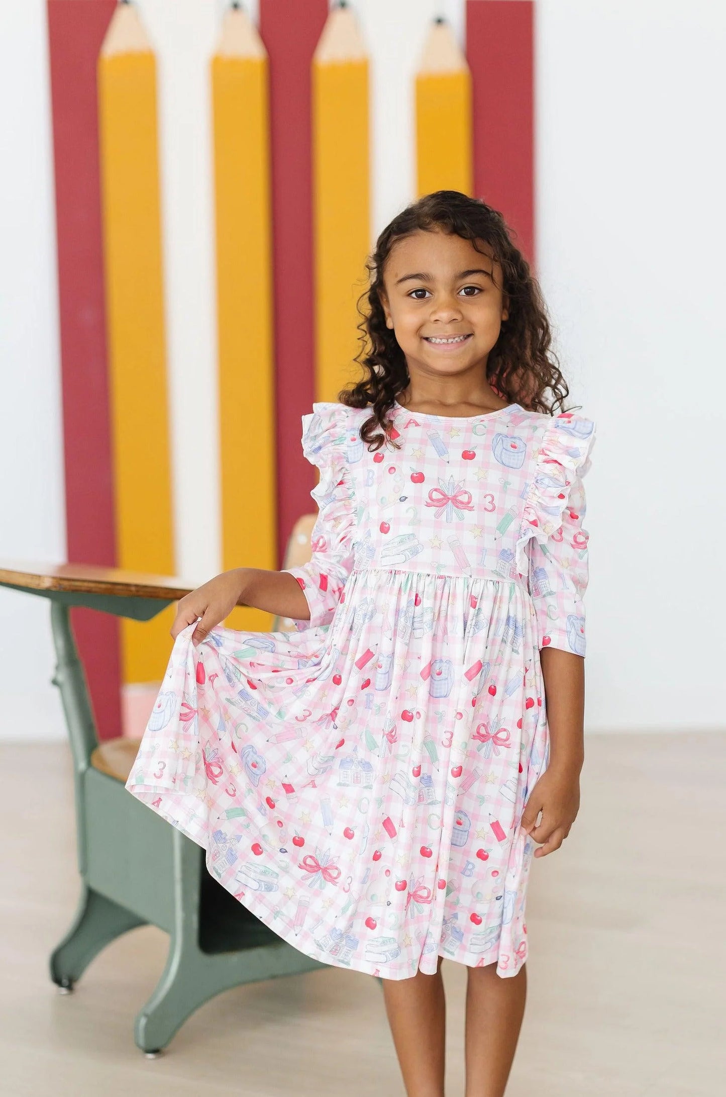 Girls School Days Ruffle Twirl Dress