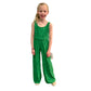 Girls Green Sleeveless Jumpsuit