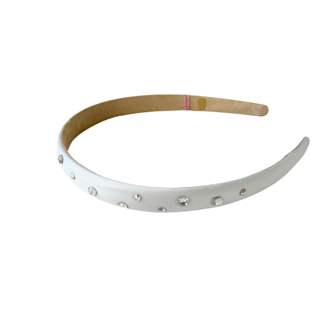 Girls Thin Satin Headband with Crystals