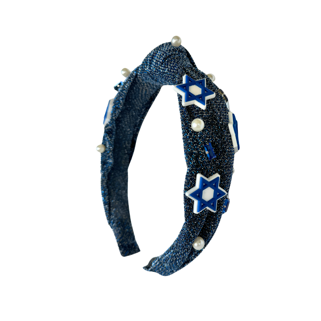 Hanukkah Charm Glitter Knotted Headband