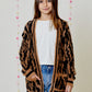 Girls Fuzzy Animal Print Cardigan