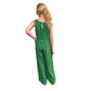 Girls Green Sleeveless Jumpsuit