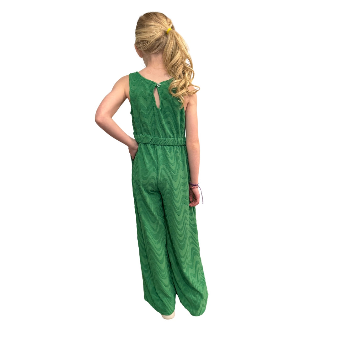 Girls Green Sleeveless Jumpsuit