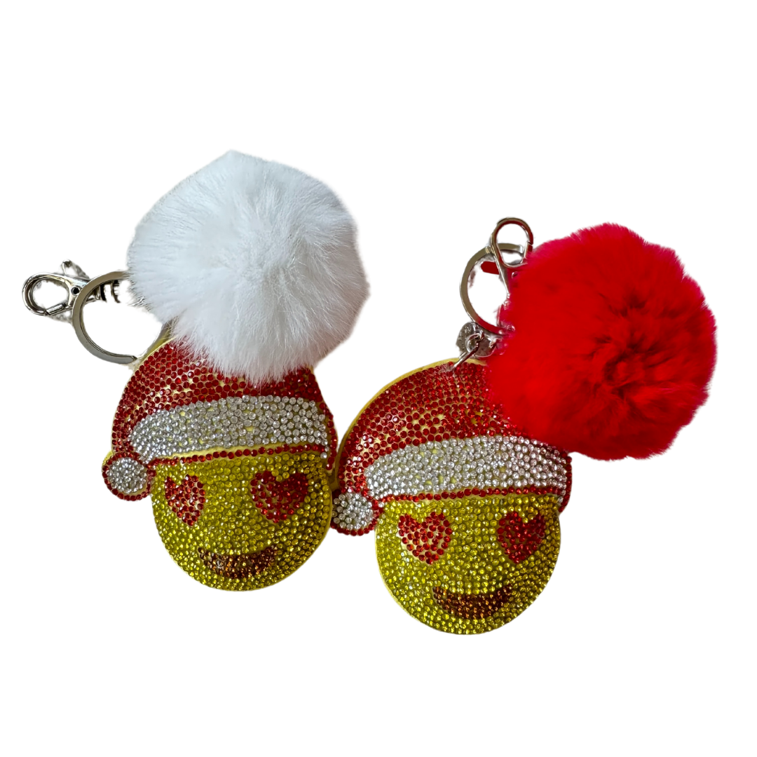 Smiley Face Santa Keychain