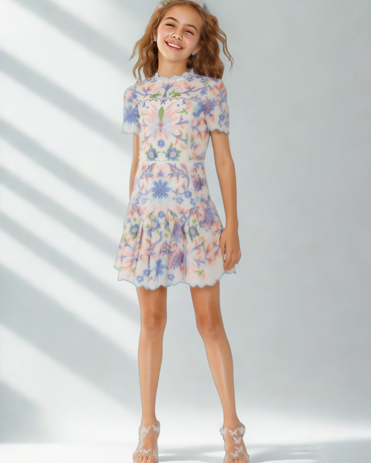 Girls Joanna Embroidered Mini Dress