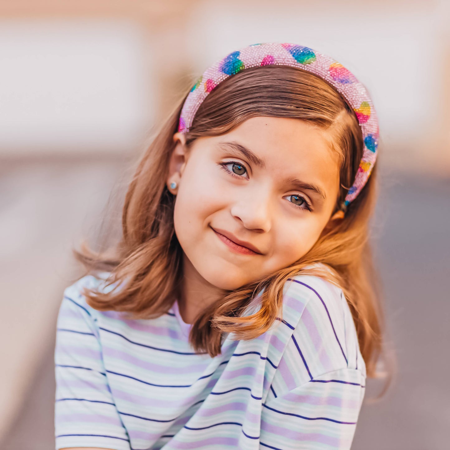 Girls Heart Sequin Padded Headband