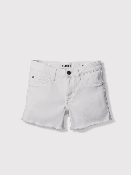 Girls White Lucy Frayed Denim Shorts