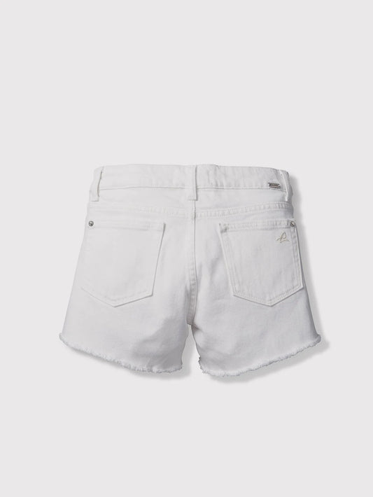 Girls White Lucy Frayed Denim Shorts