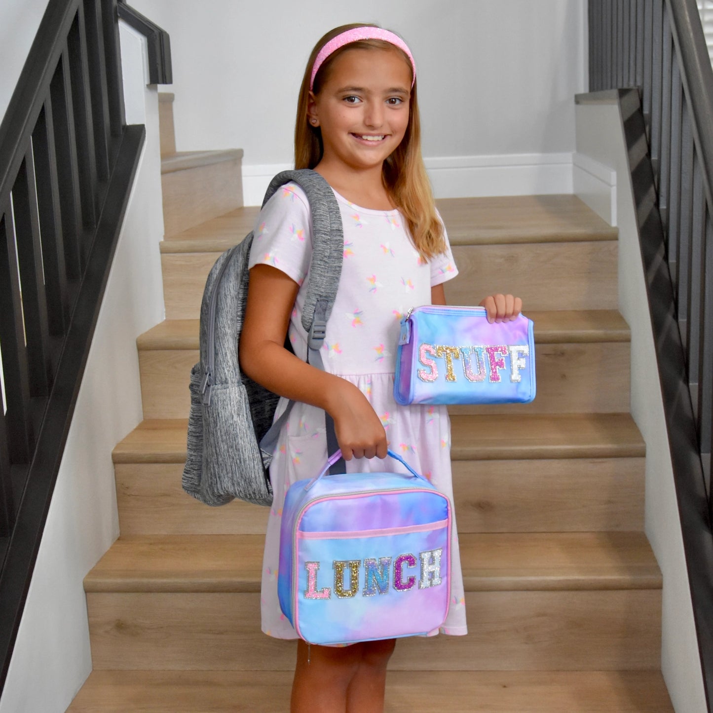 Tie Dye Glitter Varsity Letter Pouch