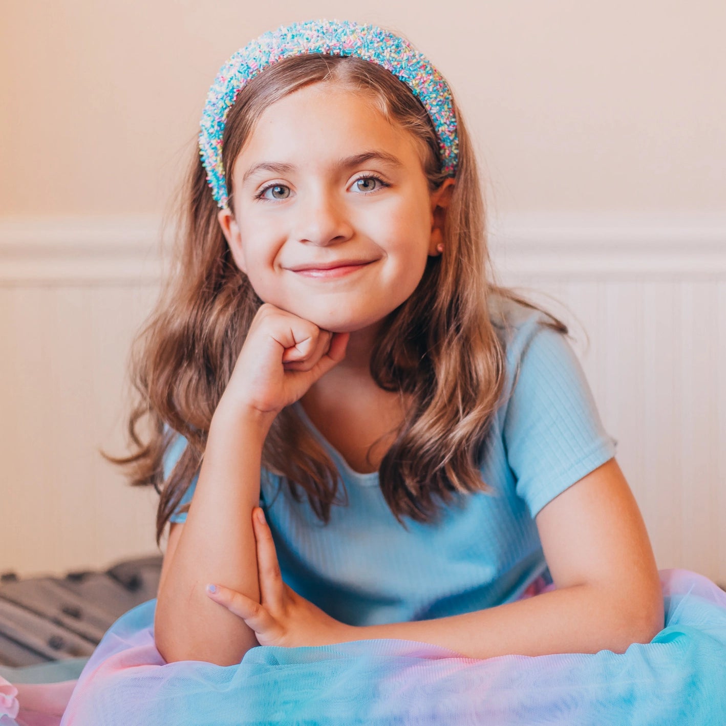 Turquoise Confetti Beaded Headband