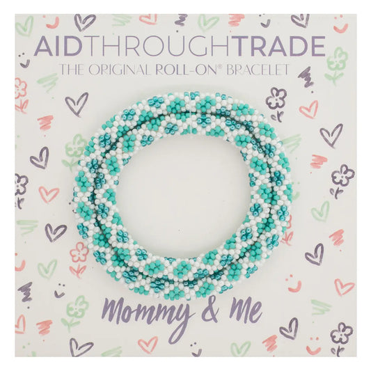 Conjunto de pulseras de aguamarina Mommy &amp; Me