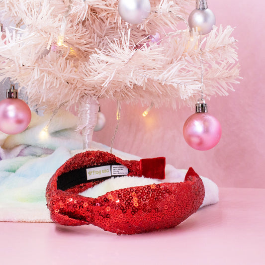 Girls Red Sequin Knotted Headband