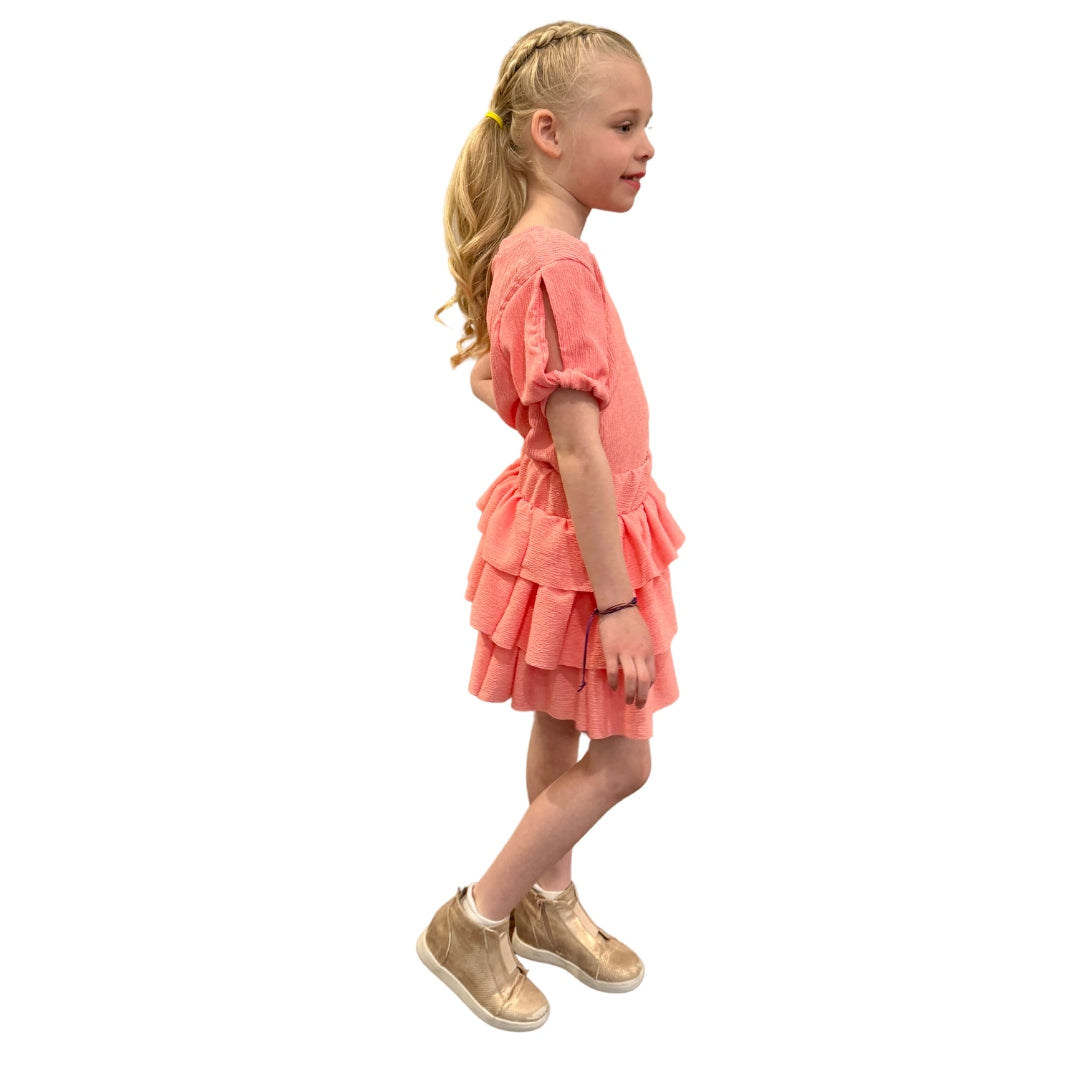 Girls Peach Crinkled Crepe Top