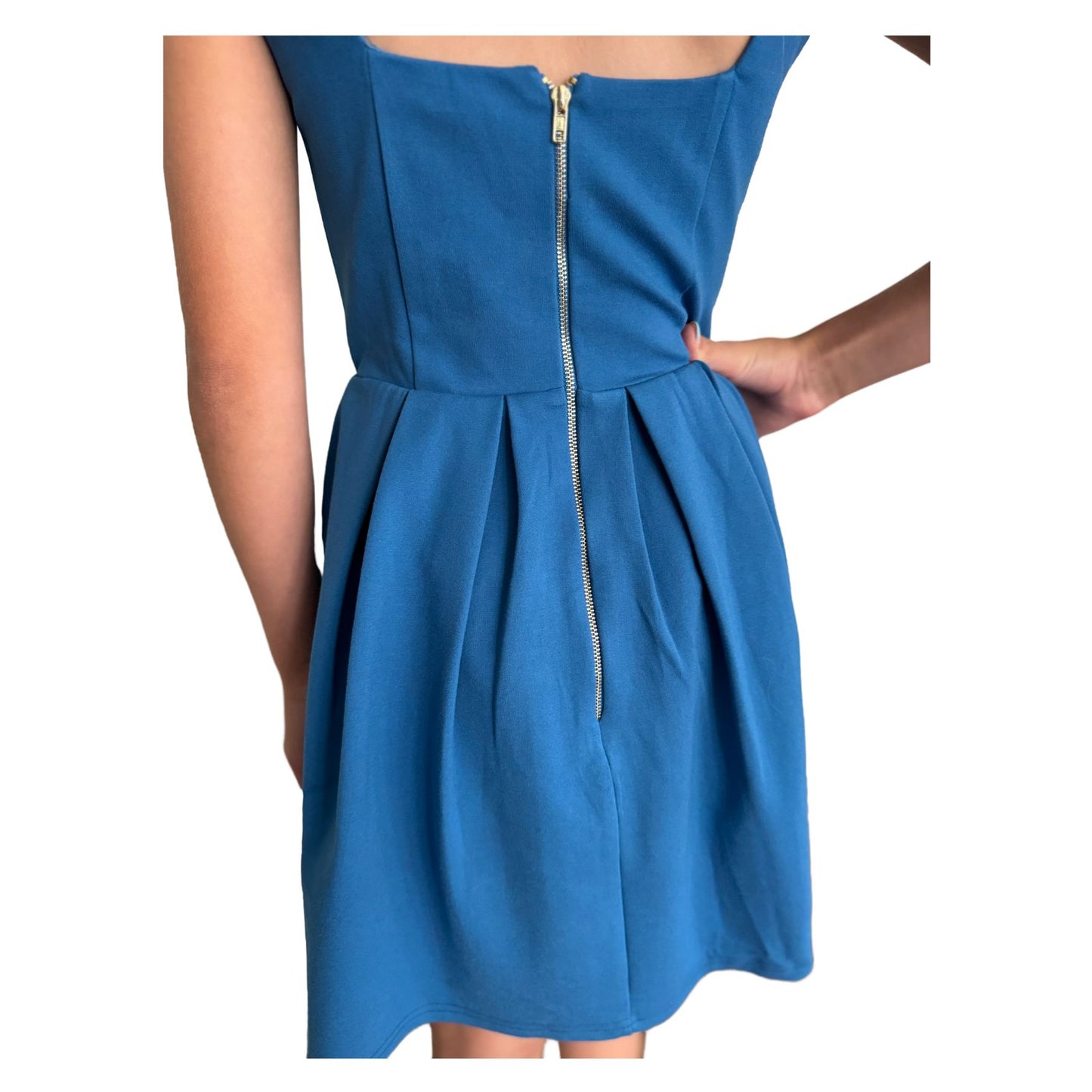 Girls Blue Box Pleated Dress