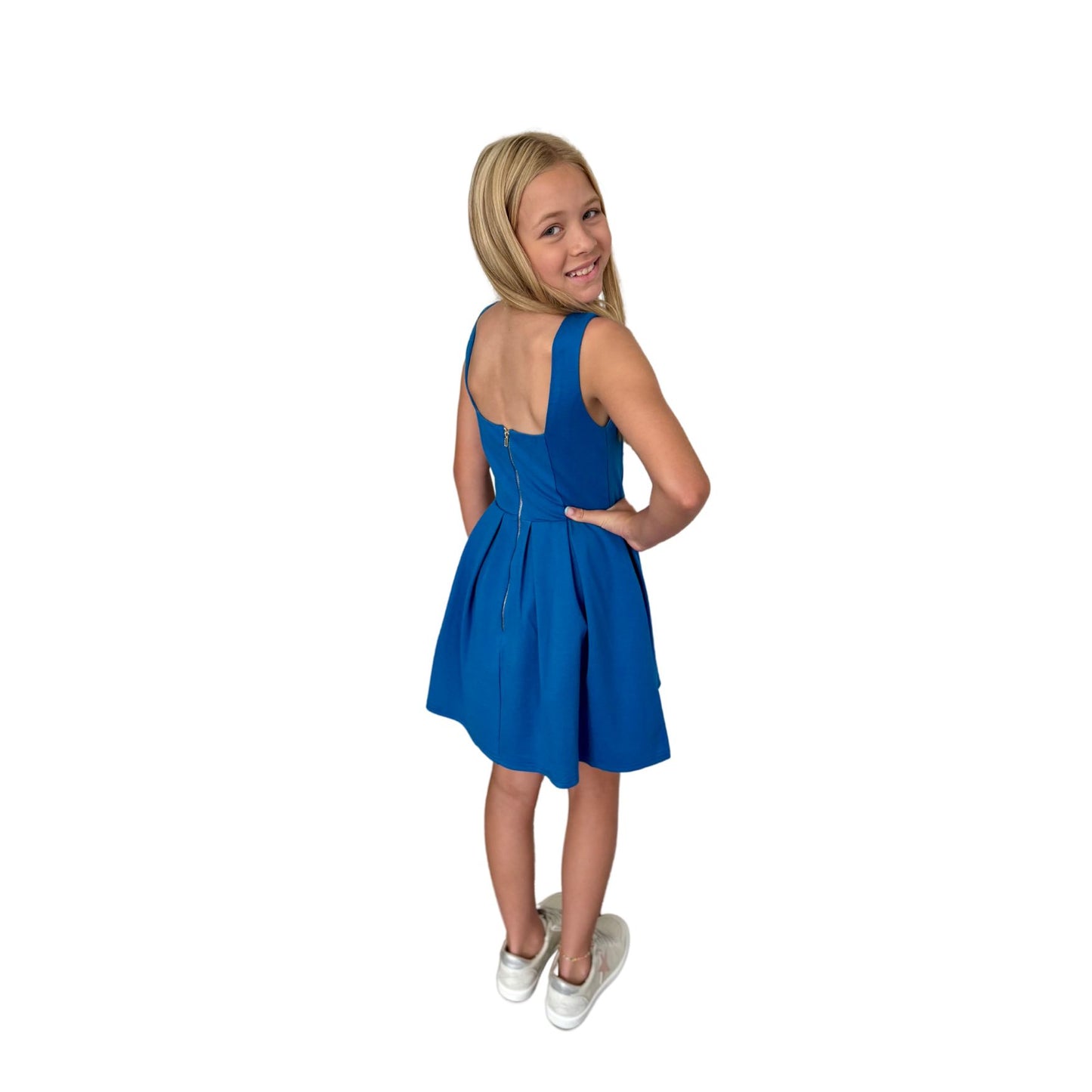 Girls Blue Box Pleated Dress