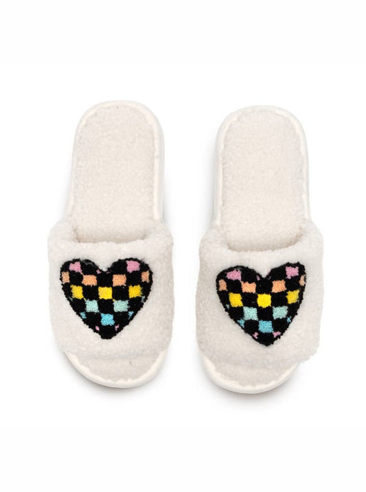 Women's Checkered Heart Slippers