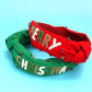 Girls Green Knotted Merry Christmas Headband