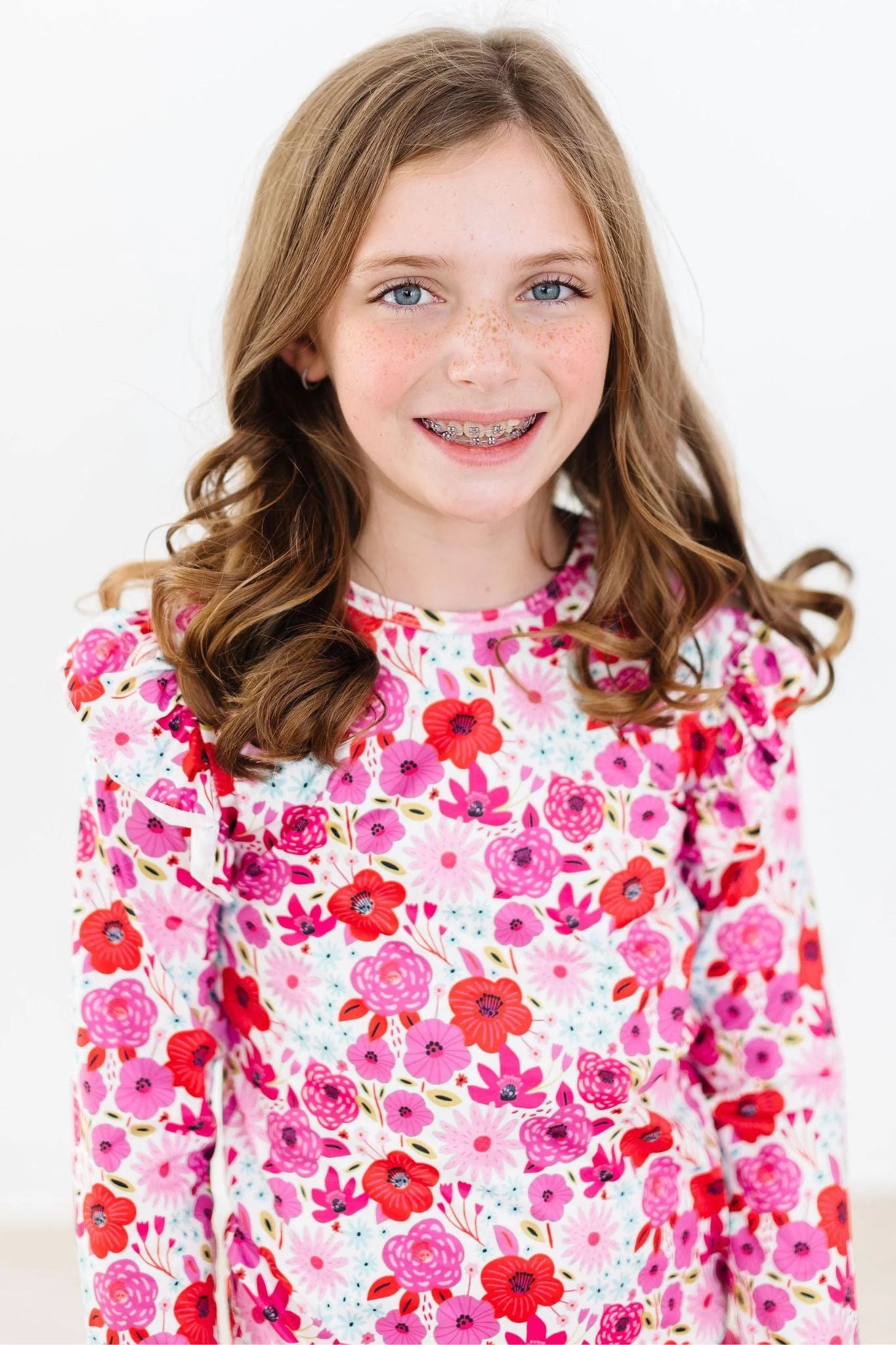 Girls Secret Garden Print L/S Ruffle Tee