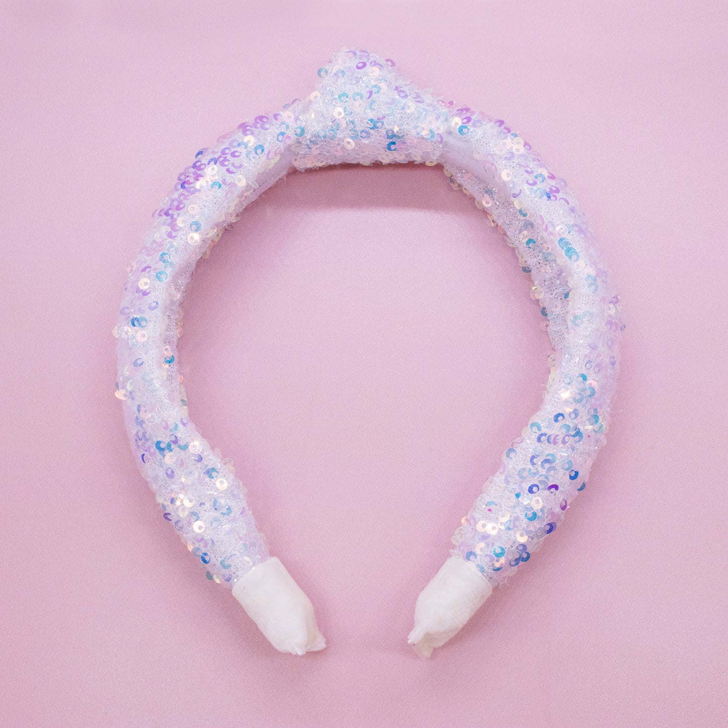 Girls White Sequin Knotted Headband