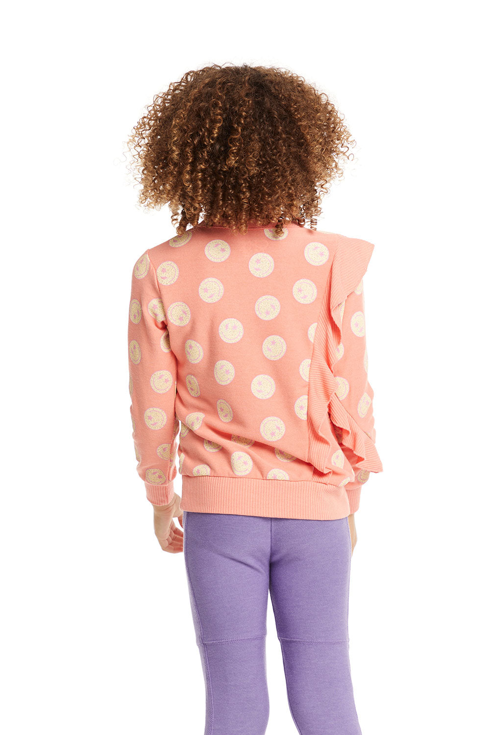 Girls Long Sleeve Smiley Ruffle Top