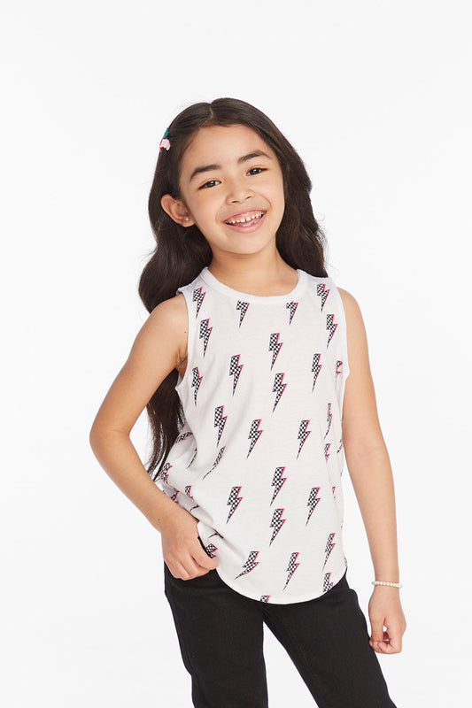 Camiseta sin mangas con diseño de rayo para niñas