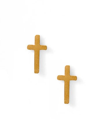 Catherine Cross Gold Screwback Stud Earrings