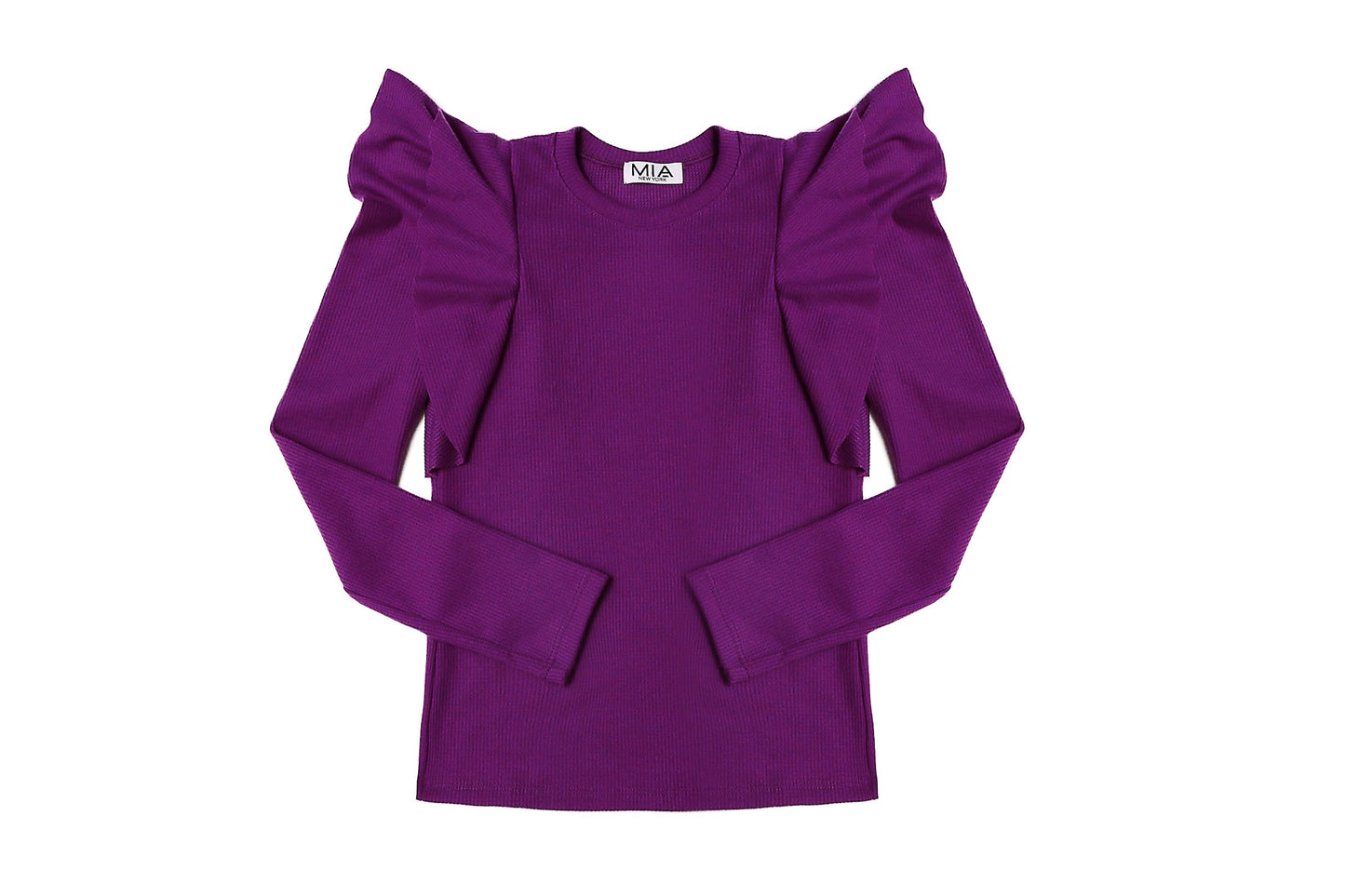 Girls Purple Flutter Sleeve Sweater