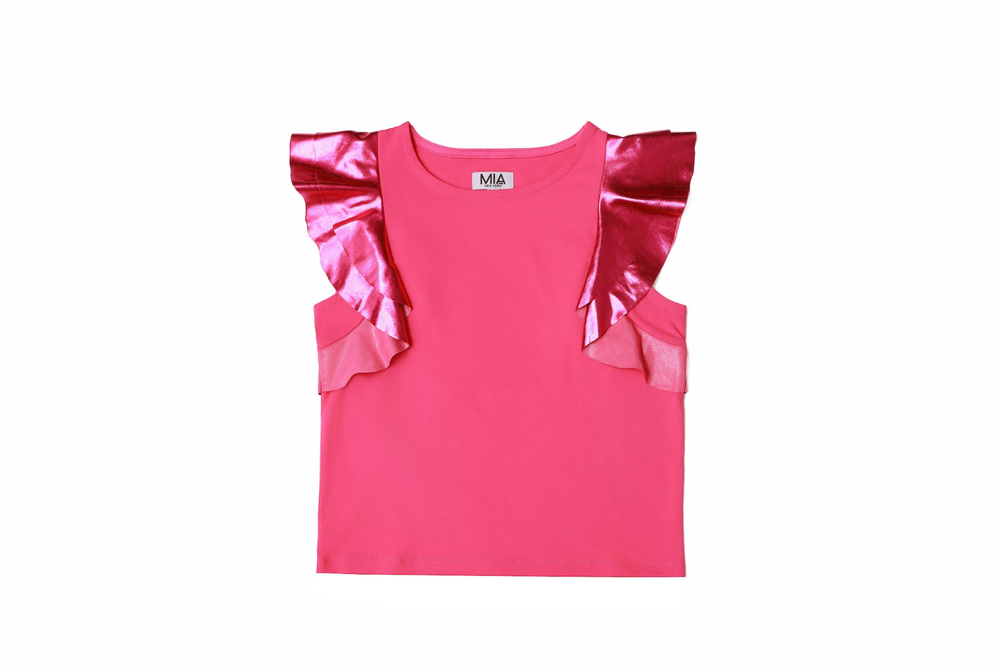 Girls Pink Flutter Sleeve Top