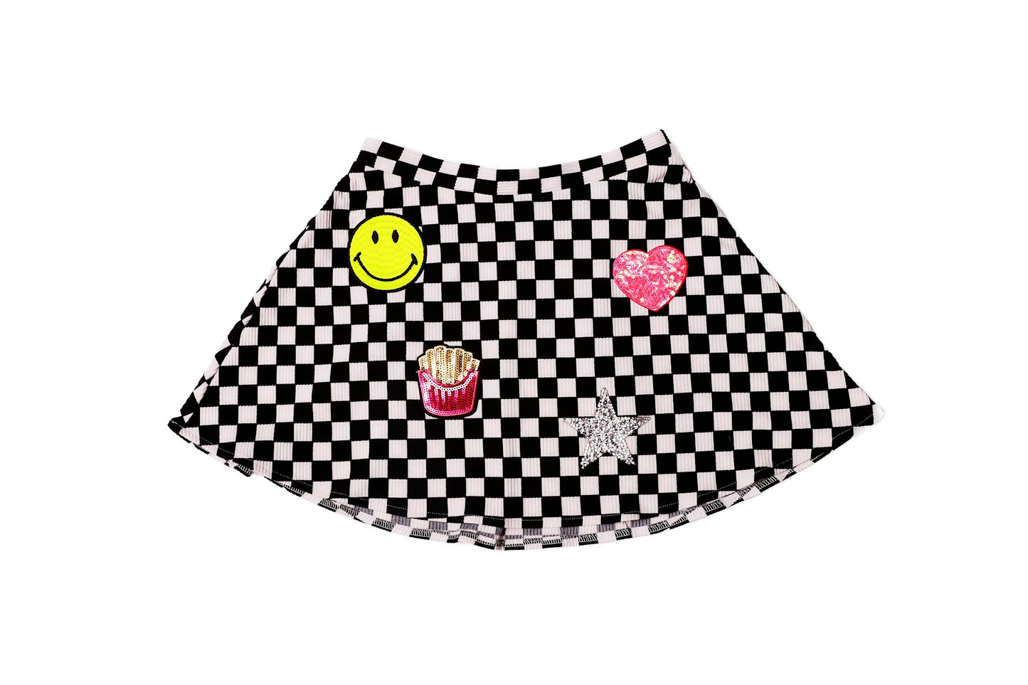 Girls Checkered Patch Skirt