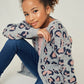 Girls Leopard Knit Sweater Cardigan