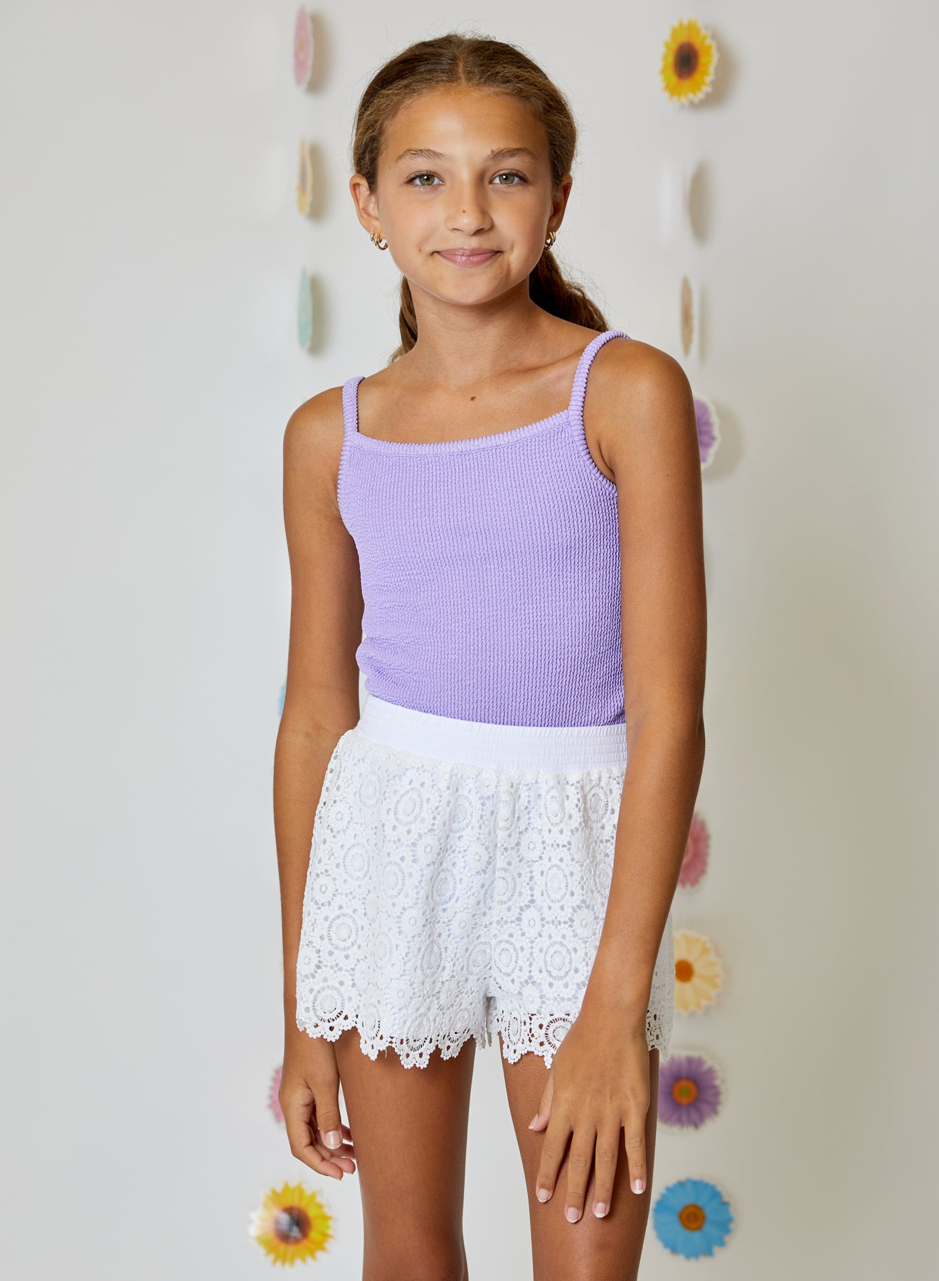 Girls White Eyelet Shorts