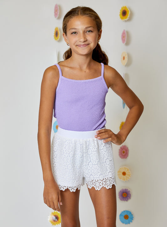 Girls White Eyelet Shorts