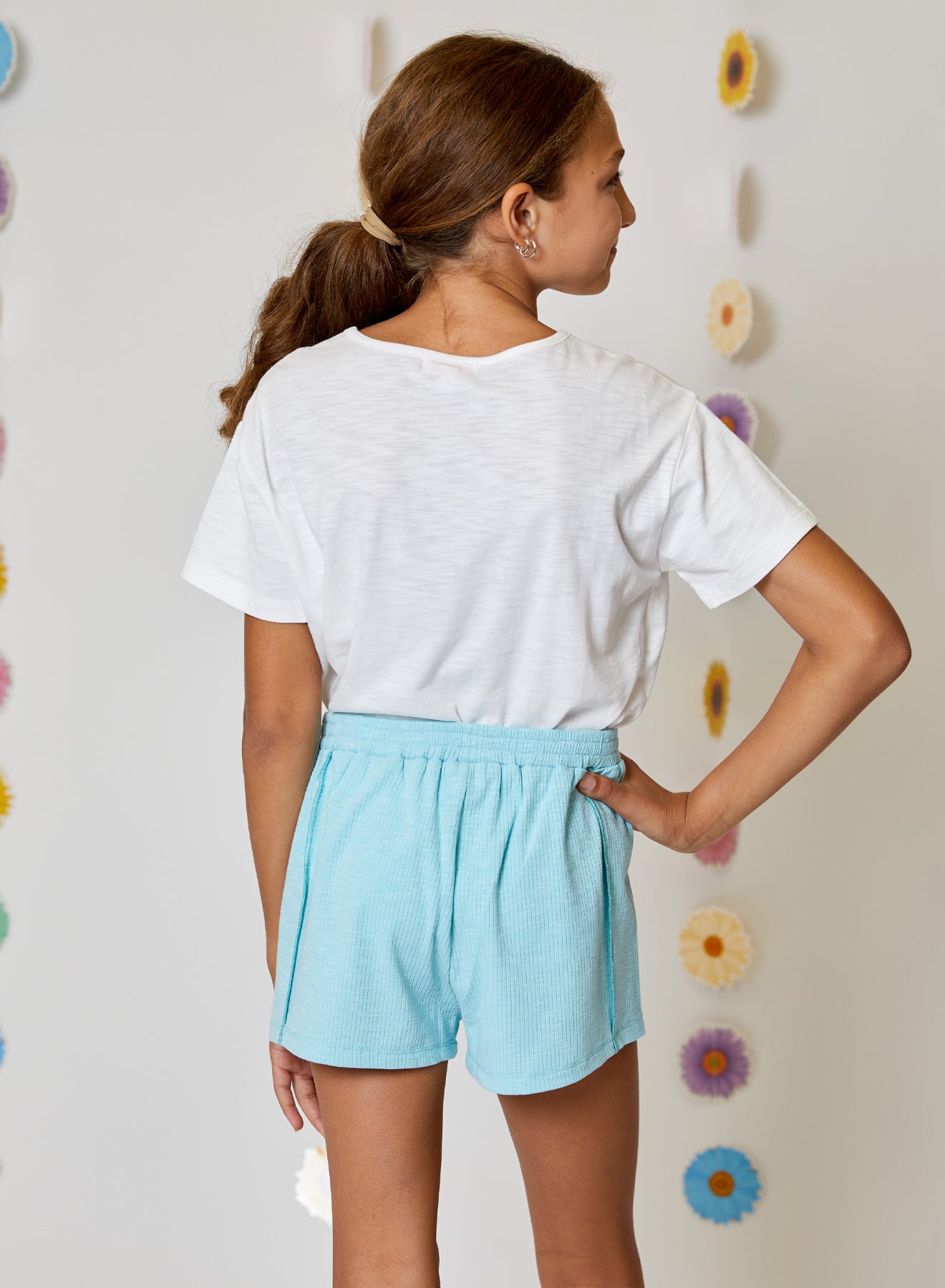 Girls Turquoise Jersey Shorts