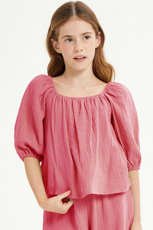 Girl's Balloon Sleeve Top