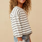 Girls Striped Cropped Knit Top