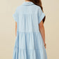 Girls Textured Button Down Collared Dress