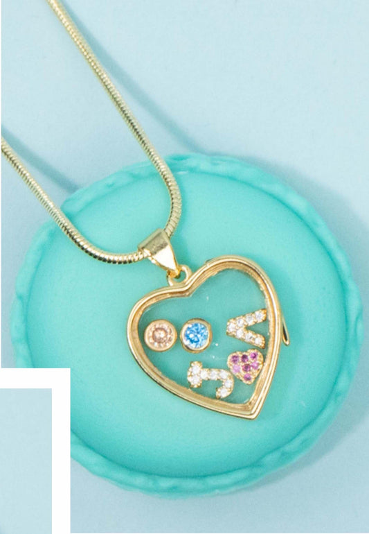 Customized Floating Gold Heart Locket- Locket & Chain