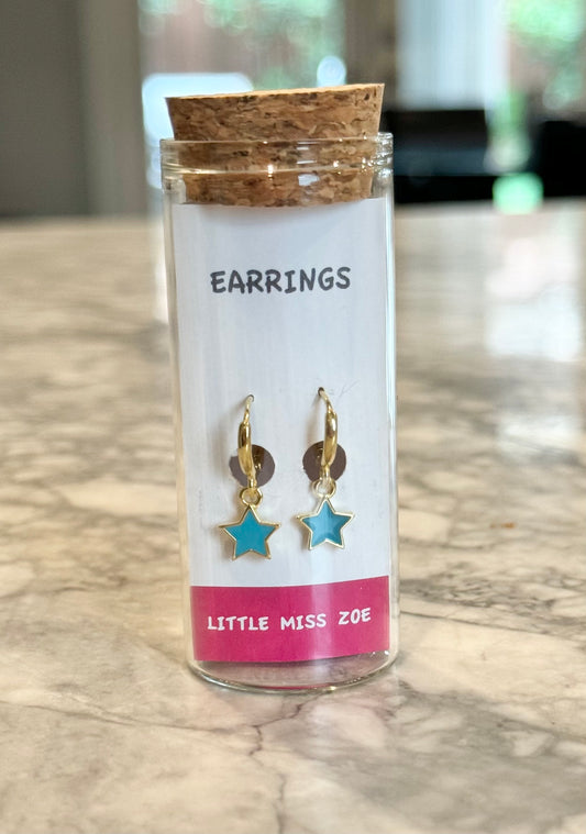 Earrings in a Bottle-Blue Stars