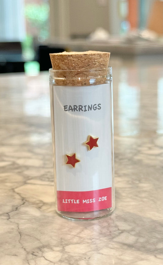 Earrings in a Bottle-Red Star Studs