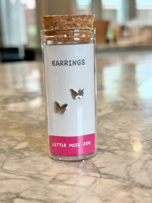 Earrings in a Bottle-Silver Butterfly Studs