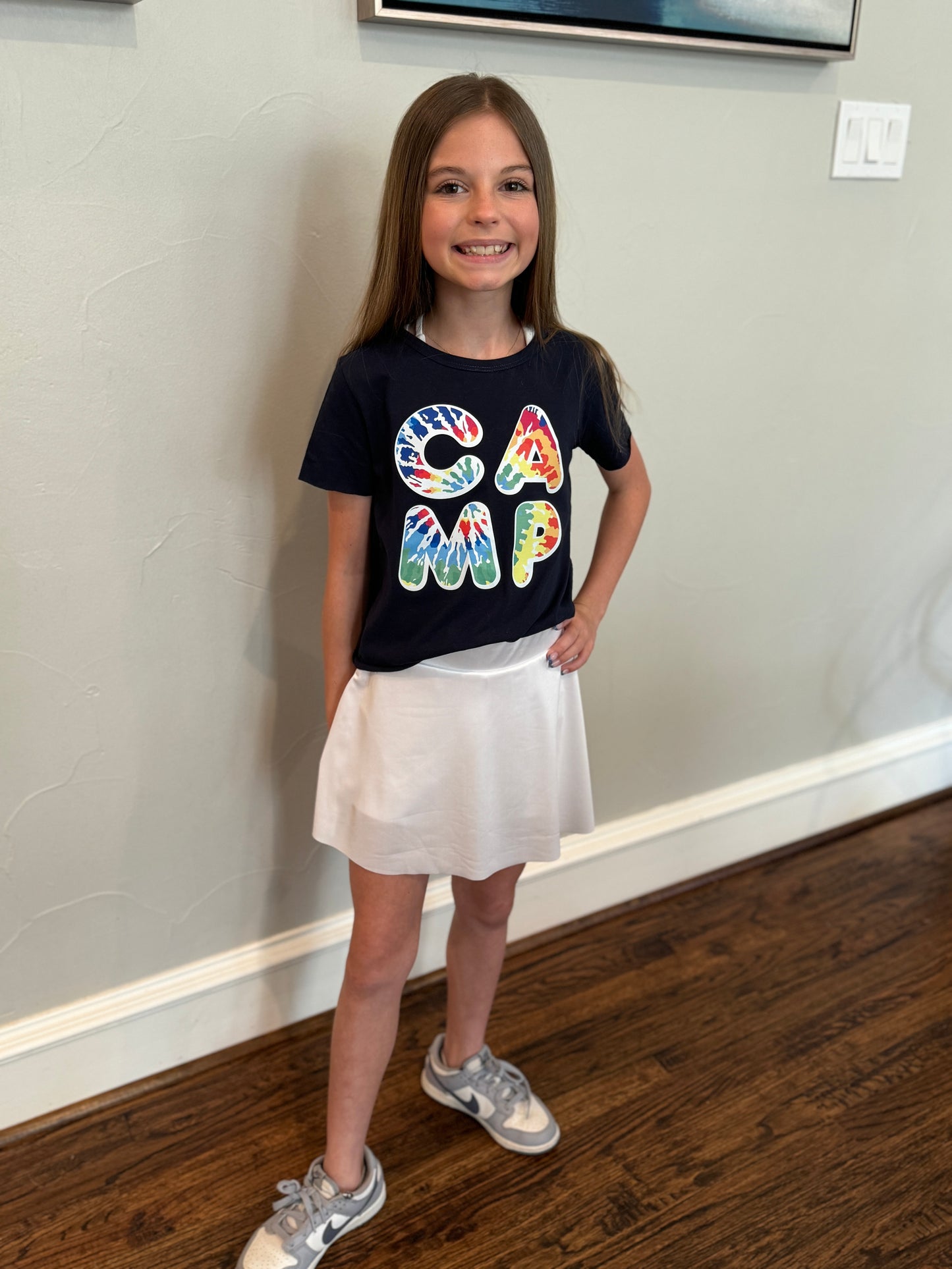 Girls Navy CAMP Tee