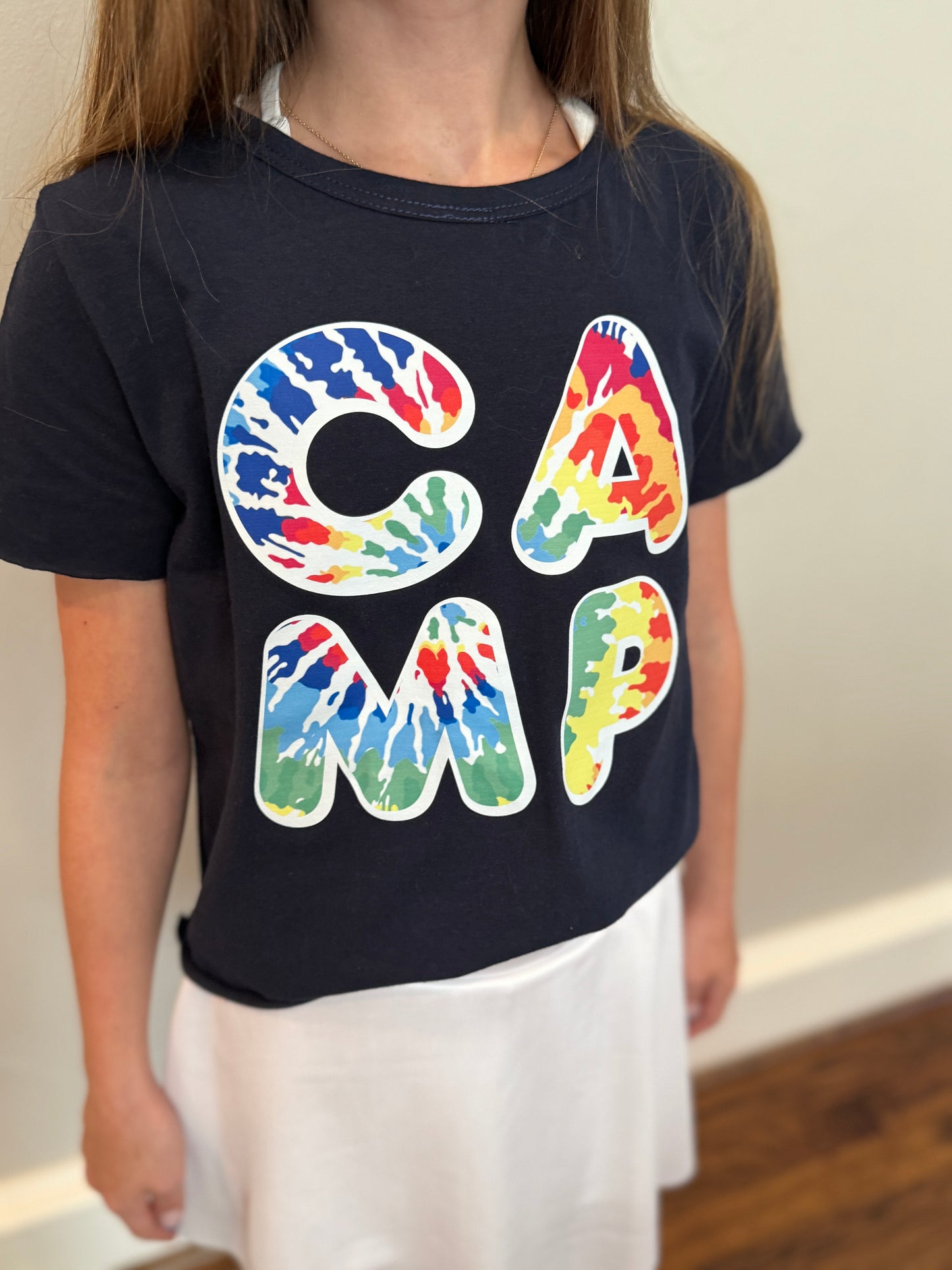 Girls Navy CAMP Tee