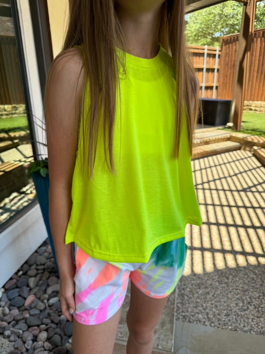 Girls Neon Yellow Muscle Tank