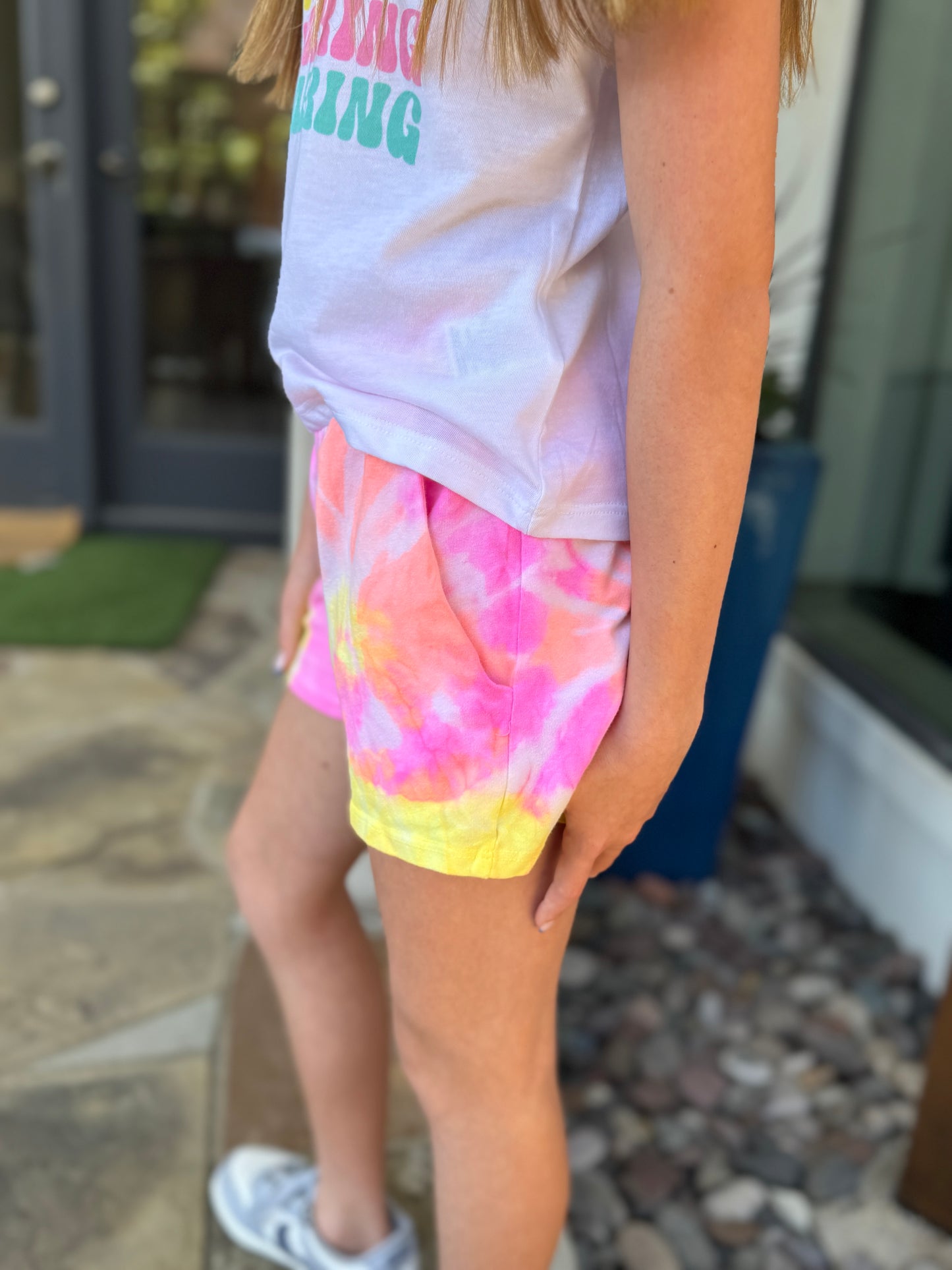 Shorts de juego con teñido anudado para niñas