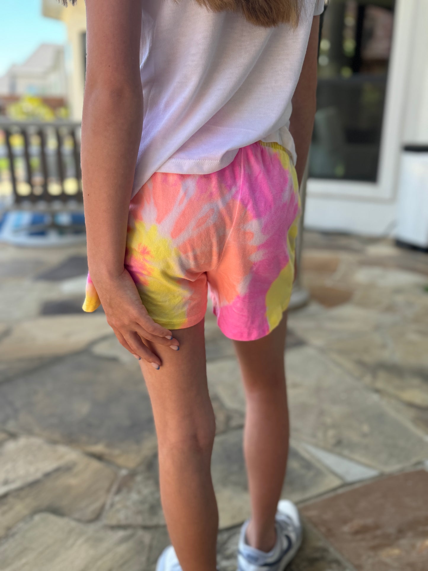 Shorts de juego con teñido anudado para niñas