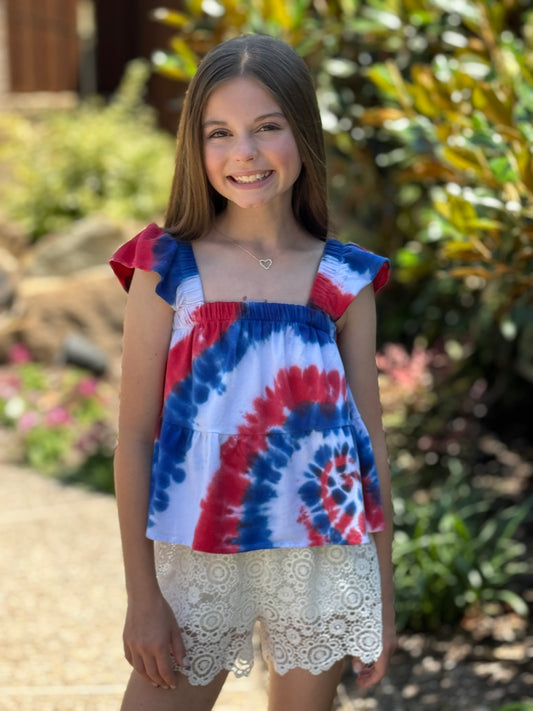 Girls Red, White & Blue Tank