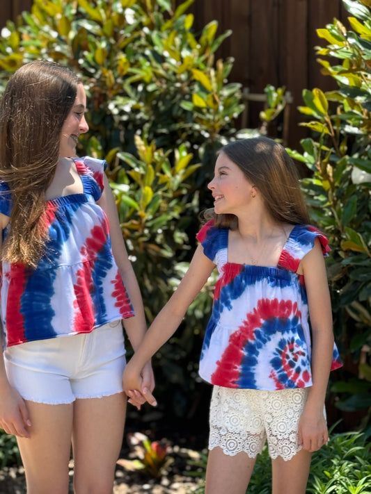 Girls Red, White & Blue Tank