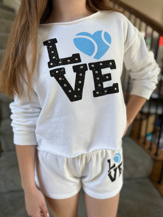 Girls Love Tennis Cropped Sweatshirt